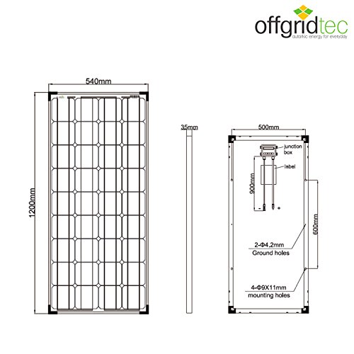 2x Offgridtec® 100W 12V Mono Solarpanele – Solarmodul Solarzelle Photovoltaik - 3