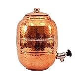 Sharvgun 100% Handicraft Indian Hammered 5 Liter Pure Copper Water Storage Pot Tank Tap Ayurveda for Good Health