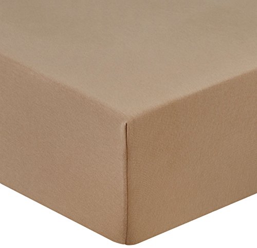 biberna 77144 Jersey-Stretch Spannbetttuch, nach Öko-Tex Standard 100, ca. 180 x 200 cm bis 200 x 200 cm, taupe