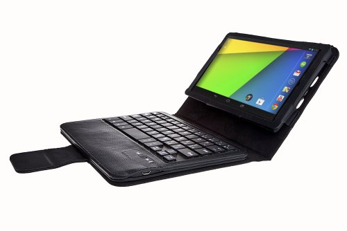 MoKo Google New Nexus 7 FHD 2nd Gen Hülle – Wireless Bluetooth Keyboard Tastatur Smart Case Hülle mit Abnehmbarer und Auto Sleep / Wake für Google Nexus 7 2 2013 Tablet, Schwarz - 2