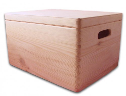 Große Aufbewahrungsbox aus Holz unbehandelt und naturbelassen Schatztruhe mit Deckel – Spielzeugkiste – 39.5 x 30 x 24 cm - 2