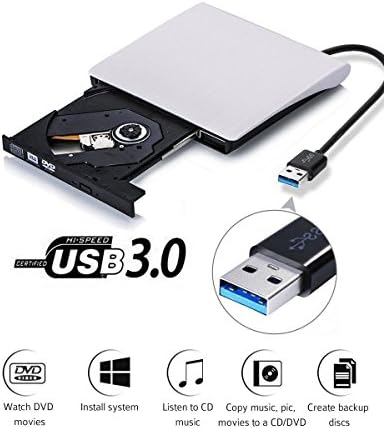 USB 3.0 External DVD CD Drive CD Burner DVD RW CD RW Writer Player Copier Rewritable Optical DVD Reader for all Laptop, Desktop, Netbook, Notebook, Apple MAC, Compatible System With Windows 98 /SE / ME / 2000 / XP/ vista /windows 7 by FJOY