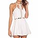 Produktbild Kleid Damen,Cooljun Damen Jumpsuit Frauen Pyjamas Overall Skaterkleid Casual Ärmelloses Abendkleid Kurze Minikleid Solid Lace Sling Weste Spielanzug Camisole Overalls Kleidung Swing Kleider (M, Weiß)