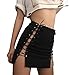 Produktbild URSING Damen Sexy Bandage Schnüren Bodycon Lässiges Minikleid Elegant Sommerrock Miniröcke Unterkleid Elegante HoheTaille Wildleder Kurz Rock Damenrock Taillenröcke Minirock (L, Schwarz)