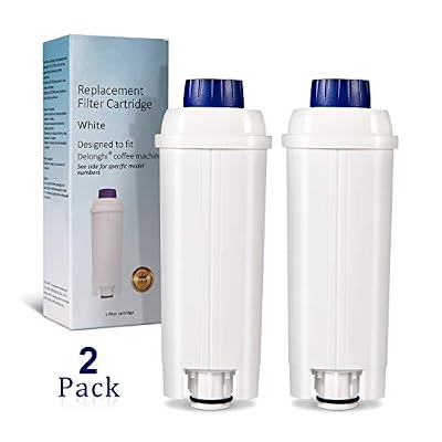 Rhodesy Filtres à eau pour DeLonghi DLSC002, DeLonghi Filtre à eau Cartouche à Charbon Actif Lot de 2 pour DeLonghi Machines à café ECAM, ESAM, ETAM, BCO, EC.
