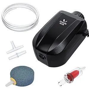 Uniclife Aquarium Adjustable Air Pump Single 2 L/Min 2. 5 W Fish Tank Oxygen Pump with Air Tube Valve Stone Accessories