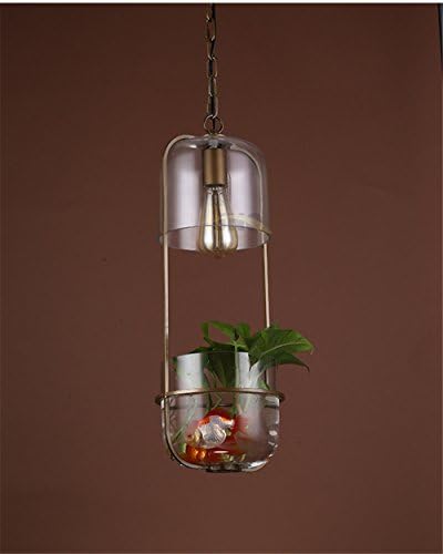 LilaminsThebox Sepia industrial loft lounge chandeliers creative restaurant with terrace bar chandeliers minimalist warehouse Plant fish tank chandeliers of long-barrel glass chandeliers, 20*53* iron link 100cm long