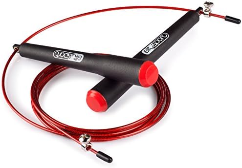 ELIT SPORT Skipping Rope - Super Comfortable Handle for Better Control - High Quality Ball Bearings - High Speed 2.5mm Steel Cable with PVC Coating - Ideal for Double Unders - Perfect for CROSSFIT, WOD , Boxing, MMA, Fitness, Kickboxing - Professional Rope for Men and Women (XLPro Red)