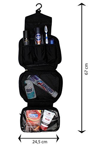 Torido Premium Kulturtasche zum Aufhängen, wasserdichte Waschtasche, faltbarer Kulturbeutel mit Haken fürs Reisen, verschiedene Fächerarten - 4