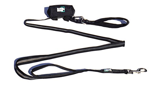 Black RhinoDog Leash - Heavy Duty - Medium & Large Dogs | 6ft Long Leashes | Two Traffic Padded Comfort Handles for Safety Control Training - Double Handle Reflective Lead - (Black)
