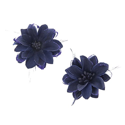 Claire's Girl's 2 Pack Navy Flower Hair Clips in Blue.