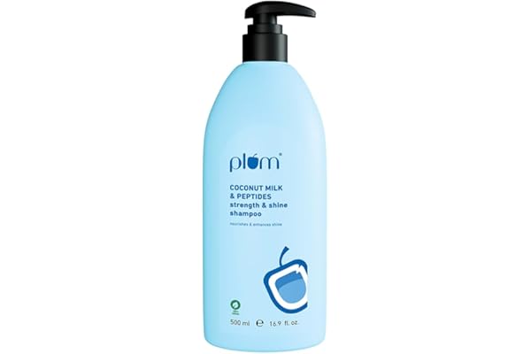 Plum Coconut Milk & Peptides Shampoo for Dry & Frizzy Hair Provides 22X Shiny & Softer Paraben-Free Hair Shampoo for Women & Men for Straight, Wavy & Rough Hair pH Balanced 500ml