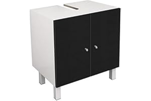 BERLIOZ CREATIONS Berlioz créations Mueble de baño para Debajo del Lavabo, Color Negro Brillante, 60 x 42 x 65 cm