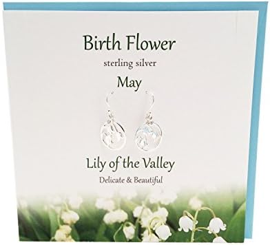 Birthday Flower Sterling Silver Earings Jewellery-MAY-Lily of the Valley Design Presented By Sterling Effectz