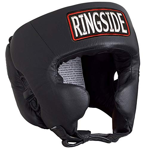Competition Boxing Headgear with Cheeks (Black, Large)