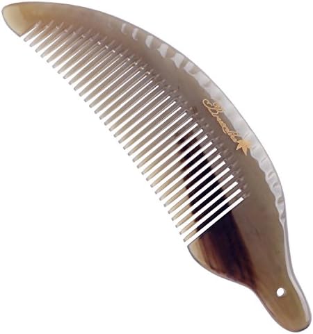 Breezelike No Static Rare Knife Shaped White Buffalo Horn Fine Tooth Comb