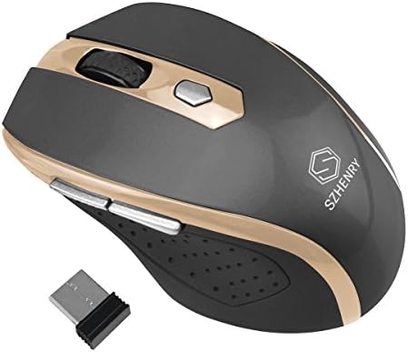 Wireless Mouse for Laptop, SZHENRY 2.4GHz Cordless Optical Mice with Nano Receiver for Windows Laptop Notebook Desktop PC (Gold)
