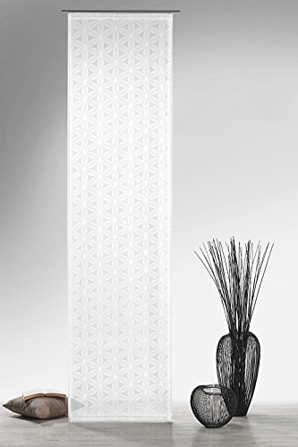 Gardine Flächenvorhang in Batist-Optik Blumen grafisch in weiß halbtransparent HxB 245x60 cm - Schiebegardine Ausbrenner Modern Chic Natur ...auspacken, aufhängen, fertig! Schiebevorhang Typ325