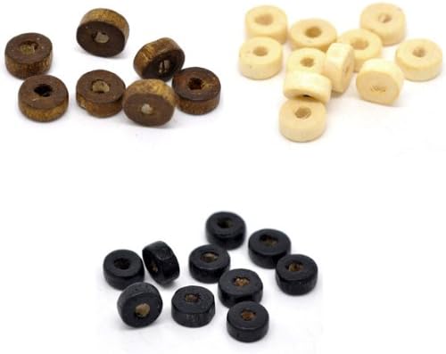 Lot de 3000 Rondelle perles en bois dans 3 couleurs (par 1000 Pcs.), 8 mm, trou 2,6 mm
