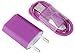 Produktbild Reido® (Lila) 2in1 Set Adapter + USB Datenkabel für Samsung Galaxy S7 S6 S5 S3 S4 S5 S6edge Galaxy S4 mini S3 S2 I9100 I8190 I9500 I9300 S7edge Micro-USB Ladegerät Ladekabel Netzteil (2in1 Lila Adapter+Kabel)
