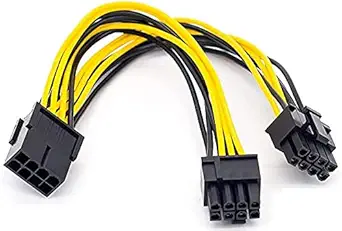 MaK WOrLD 8-Pin Female to 2 x (6+2) Pin Male Pin : 8Pin Female PCIe to 2 PCIe 8Pin (6P+2P) Male Power Splitter Cable for Graphics GPU Graphics Video Card Wire for Mining/Gaming - 20cm -18 AWG