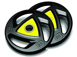 BODY MAXX 7.5 KG X 2 {28mm} Weight, Rubber Coated Iron Weight Plates, Dumbbell Plates, with Tri-Grip and Centre Hole Diameter 28MM , COLOR MAY VARY, 7.5 KG X 2 PC = 15KG (28MMRC7.5)