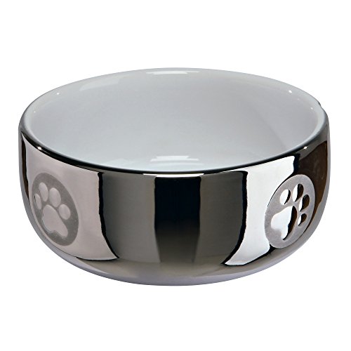 Trixie Ecuelle en Céramique pour Chat Argent/Blanc Diamètre 11 cm 0,3 L