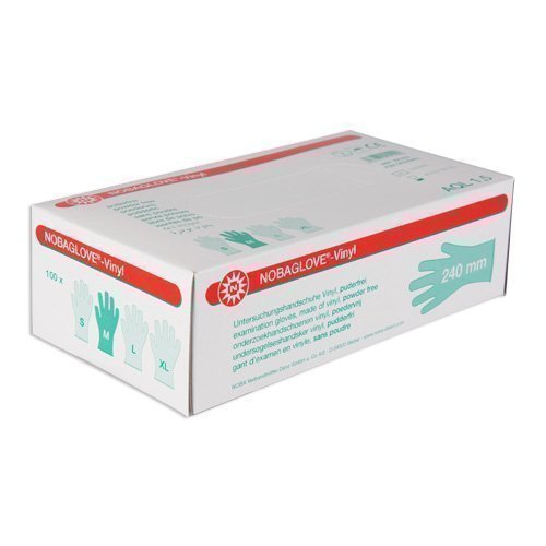 100 Stück Einmalhandschuhe NOBAGLOVE Vinyl Puderfrei Größe: medium ( mittel )
