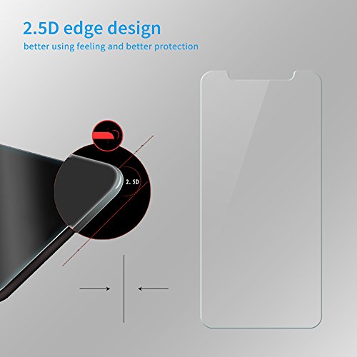 OMOTON  2 Unidades  iPhone X Protector de Pantalla  5 8 Pulgadas  2 5D Borde Dureza 9H Anti - Huellas Anti - Burbujas Kit de Instalaci  n Incluida