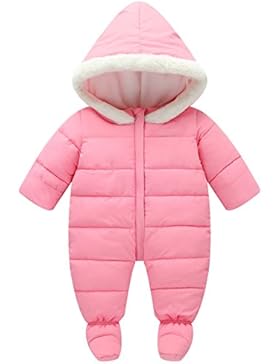BOZEVON Mädchen & Jungen Overall Strampler Verdickte Daunenjacke Onesies Strampelanzug mit Kapuze Jumpsuit Winter...