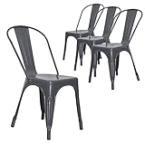 Couleur Bronze Chaise à Manger Chaise en métal Lot de 4 Chaise de Bureau Robuste pour café/Bistro/resturant/Mariage