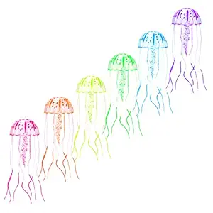DaToo Aquarium Artificial Glowing Jellyfish Fish Tank Ornament Aquarium Silicone Decoration, 6 Pack, 1 Yr Warranty