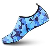 Funnie EUFUN16-WS Hommes Femmes Enfants Barefoot Chaussures d'eau Séchage Rapide Slip-on Sports Aqua Chaussures de Yoga, Camouflage Bleu, 44/45