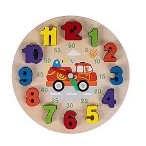 Baybee Wooden Teaching Clock Learning Time Kids Toys, Wooden Clock Toy Digital Numbers Color Shape Sorting Block, Preschool Learning Educational Baby Toys Block for Kids 3+ Years Boys Girls