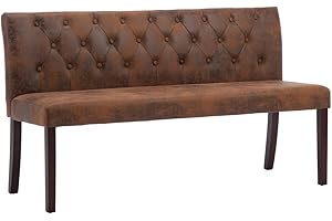 vidaXL Banco Sofás Recepción Sillas Asiento Muebles Decoración de Entrada Hogar Porche Recibidor Oficina de Piel de Ante Artificial Marrón