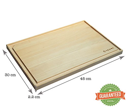 Schneidebrett aus Holz mit Saftauffänger, und Saftrille – -Brett Küche Extra Groß, Qualität Premium – 45 x 30 x 2,2 cm – hergestellt in Europa Buche, die Brett Multifunktions- und rutschfeste. - 2