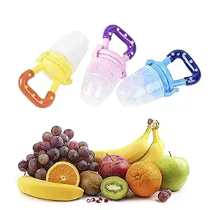 Kiddit Pacifier/Nibbler for Baby||Silicone Fruit and Juice Feeder/Teether ||Kids Nipple Pacifier for Fruit Vegetable for 4-12 Months BPA-Free||Baby Bite Trainer (Multicolor) (Pack of 1)