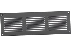 EUROPLAST 300x100mm / 12x4" inch Grey Metal Air Vent Grille Cover with Insect Mesh - Ventilation Cover