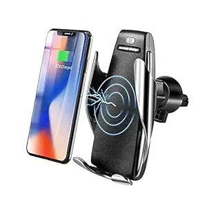 I KALL Car Mobile Holder Charger, Smart Sensor Car Wireless Charger Mount Fast Wireless Charging 360 Degree Rotation Air Vent Car Phone Holder (Black)