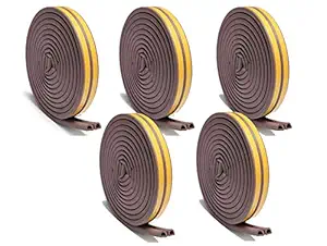 Chias Combo of D Shaped (Brown) Self-Adhesive Epdm Doors and Windows Foam Seal Strip Rubber Weatherstrip 5 Meter (2 X 2.5 M = 5 Meter) (Pack of 5)