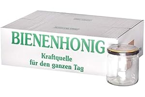 BIENEN SCHMIDT 60x Twist Off Honigglas Schraubglas 500g Imkerhonig Rundglas mit Deckel Bienenmotiv Gläser für Honig 82mm Sturzglas Einmachglas Einweckglas Marmeladenglas