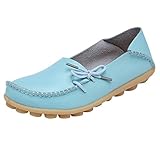 Mokassin Bootsschuhe/Damen Dorical Kunstleder Loafers Fahren Flache Schuhe Halbschuhe Slippers Erbsenschuhe Atmungsaktiv Freizeit Fahren Halbschuhe Gartenschuhe,11 Farben 34-44 EU(Hellblau,42 EU)