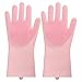 Produktbild Dapuhome Silikonkautschuk-Geschirrwaschhandschuhe Umweltfreundliche Wäscherreinigung Für Mehrzweckküche Badezimmer 1 Paar, Rosa