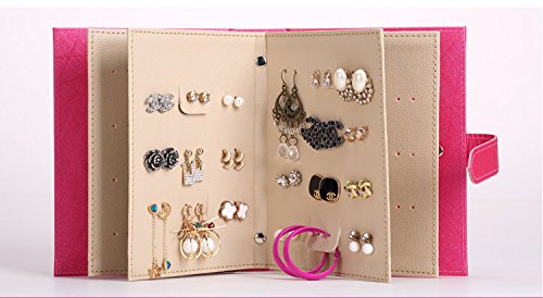 Anokay Schmuckbox Edel Schmuckhalter Aufhängen Ohrringhalter Ständer Schmuckständer Ohrhänger Modern schmuckkasten PINK Schmuckaufbewahrung Kästchen Leder - 2
