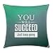 Produktbild VICKKY Motivational Throw Pillow Cushion Cover, You Will Succeed Just Keep Going Words Typography Moving Forward Ambition, Decorative Square Accent Pillow Case, 18 X 18 inches, Sea Green White