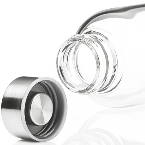 Da.Wa Trinkflasche Glas Teebereiter Tee-Flasche mit Infuser Wasserflasche Tea-Filter Travel Mug insulated drinking cup Mit Nylon Tasche ,Grau,550ml - 3