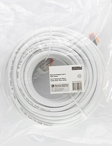 mumbi 20m Cat.6 Ethernet Lan Netzwerkkabel – Cat.6 FTP (RJ-45) 20 Meter Kabel in weiss - 6