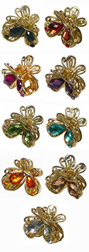 Set of 9 Mini Butterfly Clips in Pale Gold Tone U864175-1570-9