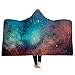 Produktbild Mit Kapuze Decke für Erwachsene Kinder 3D Sternenhimmel Fleece Frauen tragbare Decke Microfiber (Farbe : Starry Sky-1, größe : 59.06X78.74inch)