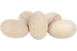 WOODEN WORLD Woode World Lot de 5 grands œufs en bois massif pour découpage 65 x 45 mm – La taille d'un œuf de canard ou d'un gros œuf de poule – Idéal pour Pâques